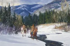 Loren Entz, Winter Hunters, Oil on canvas