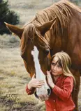 Tim Cox, A Girl and Her Horse, Oil on board