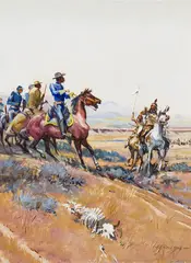 J. K. Ralston, General Miles Meets Sitting Bull, Oil on canvas mounted to board