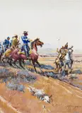 J. K. Ralston, General Miles Meets Sitting Bull, Oil on canvas mounted to board