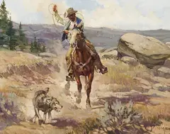 Newman Myrah, Cowboy Fun, Oil on canvas