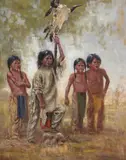 Glen Hopkinson, Watching the Warriors, Oil on canvas