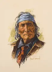 Harley Brown, Geronimo Apache, Pastel on Paper
