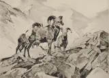 Carl Rungius, On the Skyline, Etching