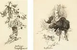 Philip Russell Goodwin, Set of two: Hiker; Moose, Pen & Ink