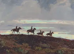 Carl Oscar Borg, Navajo Horsemen, Oil on canvas