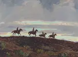 Carl Oscar Borg, Navajo Horsemen, Oil on canvas
