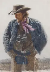 James Bama, Purple Scarf, Mixed Media