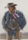 James Bama, Purple Scarf, Mixed Media