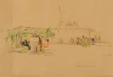 Oscar E. Berninghaus, One of the Estufas, Watercolor