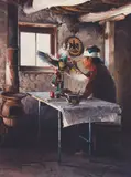 Ray Swanson, Hopi Kachina Maker, Oil on board