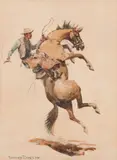 Edward Borein, Bucker, Watercolor