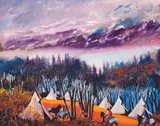 Earl Biss, High Mountain Camp, Oil on canvas