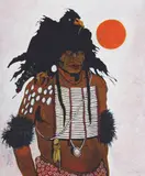 Kevin Red Star, Raven Headdress, Oil on canvas