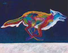 John Nieto, Coyote on the Snow, Acrylic on canvas
