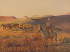 Edward Borein, Cattle Drive, Watercolor