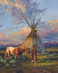Martin Grelle, Piegan Sundown, Oil on canvas