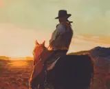 Mark Maggiori, Sunset Rider, Oil on canvas mounted to board