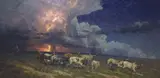 Brandon Bailey, When the Night Winds Blow Up a Squall, Oil on board