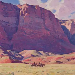 Riders of the Vermillion Cliffs by Glenn Dean, Oil on canvas, sold Apr 2025