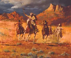Howard Terpning, Leading the War Party, Oil on canvas