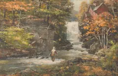 Robert Kennedy Abbett, New Preston Falls, Oil on board