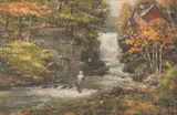 Robert Kennedy Abbett, New Preston Falls, Oil on board