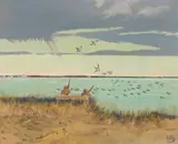 Lynn Bogue Hunt, Duck Hunters, Oil on canvas