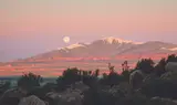 Wilson Hurley, A Full Moon at Sunrise on Mount Taylor, Oil on board