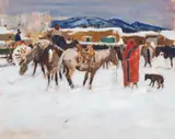 Laverne Nelson Black, Taos Winter Morning, Oil on board