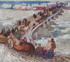 Nizhny Novgorod, Russia by Leon Gaspard, Oil on board, sold Apr 2025