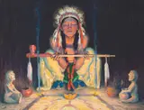 E. Irving Couse, Offering to the Great Spirit, Oil on canvas