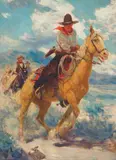 Frank Tenney Johnson, Rattlesnake Pete, Oil on canvas
