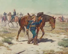Charles Schreyvogel, On the Skirmish Line, Oil on canvas