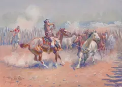 Charles Marion Russell, Navajo Wild Horse Hunters, Watercolor and gouache on paper