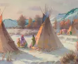 Joseph Henry Sharp, Cheyenne Camp, Oil on canvas
