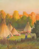 Joseph Henry Sharp, Indian Summer, Oil on canvas