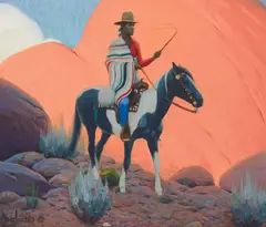 The Canyon Dweller by Gerard Curtis Delano, Oil on board, sold Apr 2025