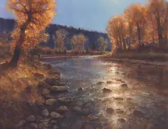 River Daydream by Brent Cotton, Oil on board, sold Apr 2025
