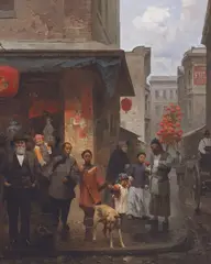 Mian Situ, The Lantern Peddler, Oil on canvas