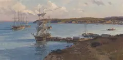 Christopher Blossom, Brig Belfast at Clark's Point, Oil on canvas