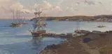 Christopher Blossom, Brig Belfast at Clark's Point, Oil on canvas
