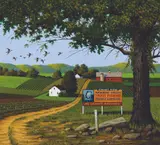 Charles Wysocki, Angler's Eden, Acrylic on board