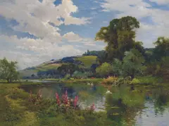 Alfred Breanski Jr., The Thames Above Pangbourne, Oil on canvas