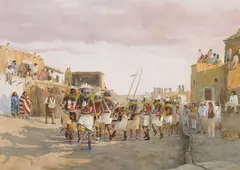 David Halbach, Mixed Kachina Dance, Watercolor