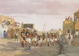 David Halbach, Mixed Kachina Dance, Watercolor