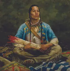 Krystii Melaine, Many Arrows, Oil on board