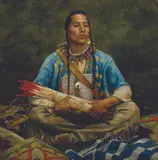 Krystii Melaine, Many Arrows, Oil on board
