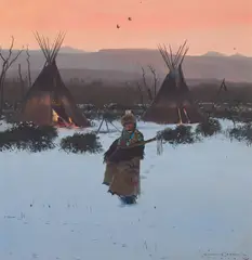 Winter Camp by Michael Coleman, Oil on board, sold Apr 2025