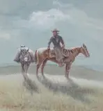 Olaf Wieghorst, Cowboy and Pack Mule, Watercolor